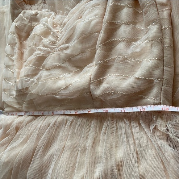 maniju New With Tag soft pink tulle ballet of the shoulder blush dress Boho S - Picture 8 of 11